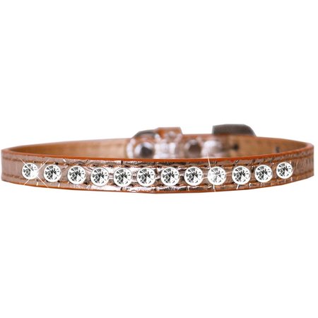 MIRAGE PET PRODUCTS One Row Clear Jewel Croc Dog CollarCopper Size 14 720-05 CPC14